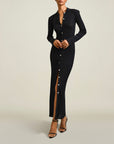 Slinky Cardigan Dress in Black Viscose Linen