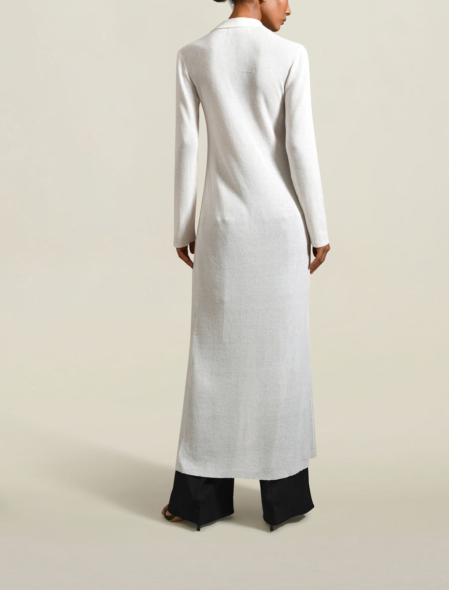 Slinky Cardigan Dress in White Viscose Linen