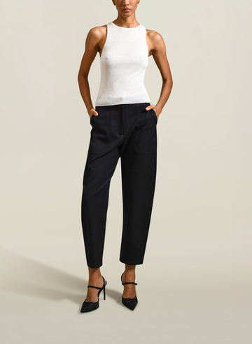 Spencer Twisted Seam Trouser in Black Tropical Wool