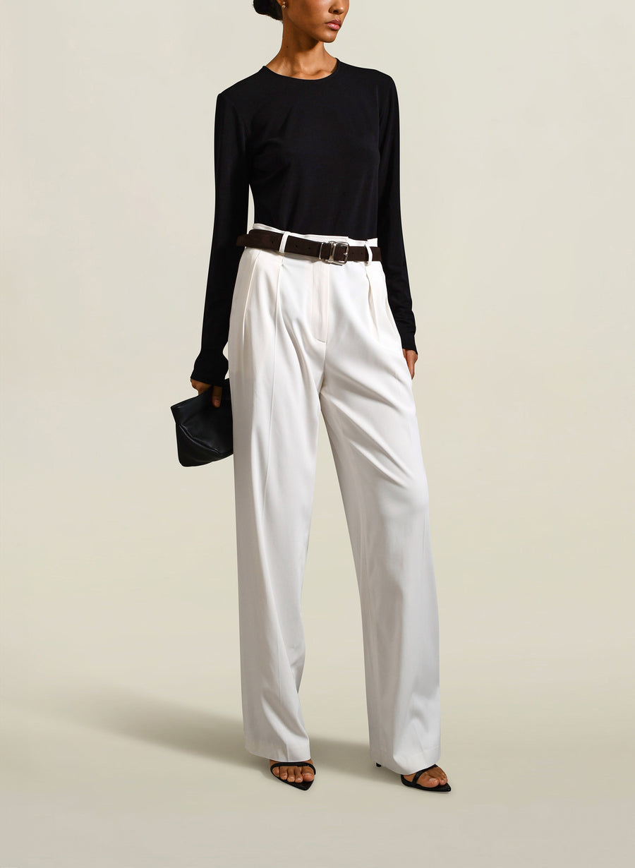 Le Smoking Trouser in Ivory Sporty Suiting