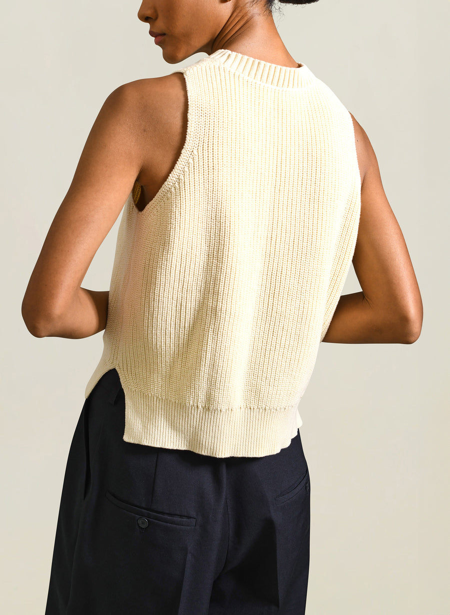 Quinn Sweater Vest in Cream Cotton
