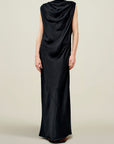 Toma Draped Gown in Soft Satin