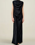 Toma Draped Gown in Soft Satin
