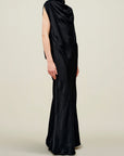 Toma Draped Gown in Soft Satin