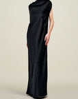Toma Draped Gown in Soft Satin