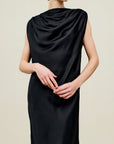 Toma Draped Gown in Soft Satin