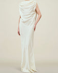 Toma Draped Gown in Soft Satin