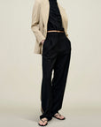 Phoebe Tuxedo Trouser in Wool Combo