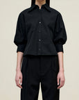 Colette 3/4 Sleeve Button Down in Techy Cotton Nylon