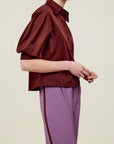 Colette 3/4 Sleeve Button Down in Cotton Sateen