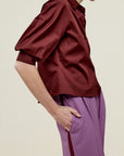 Colette 3/4 Sleeve Button Down in Cotton Sateen