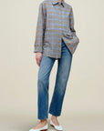 Chloé Bib Button Down in Blue Plaid