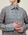 Chloé Bib Button Down in Blue Plaid