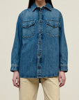 Benet Shirt Jacket in Dark Stonewash