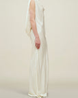 Toma Draped Gown in Soft Satin