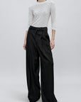 Fatima Wide Leg Trouser in Basket Weave
