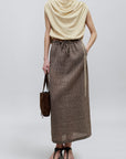 Regina Drawstring Skirt in Linen Stripe