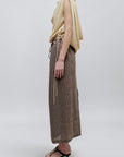 Regina Drawstring Skirt in Linen Stripe
