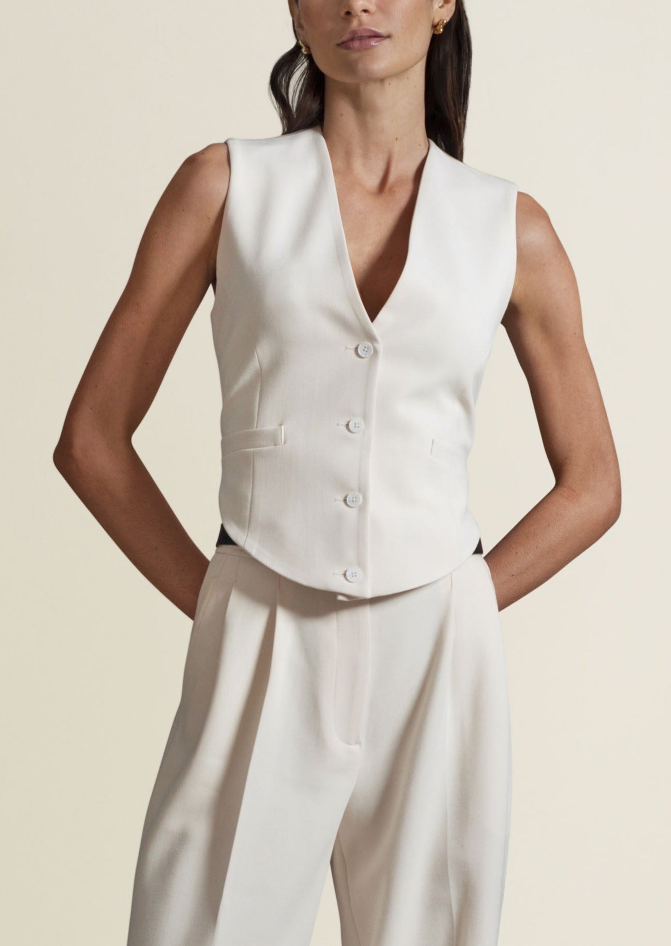 Bodice Suit Vest in Ecru Heavy Suiting