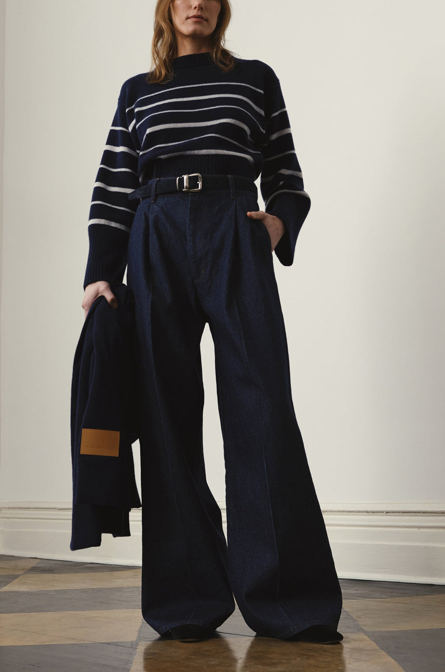 Paloma Sweater in Navy and White Stripe