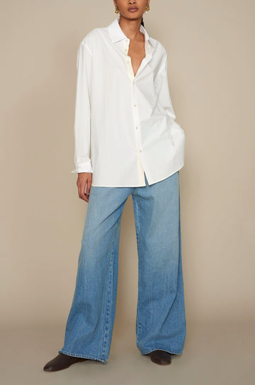 Signature Button Down in White Wrinkle Cotton