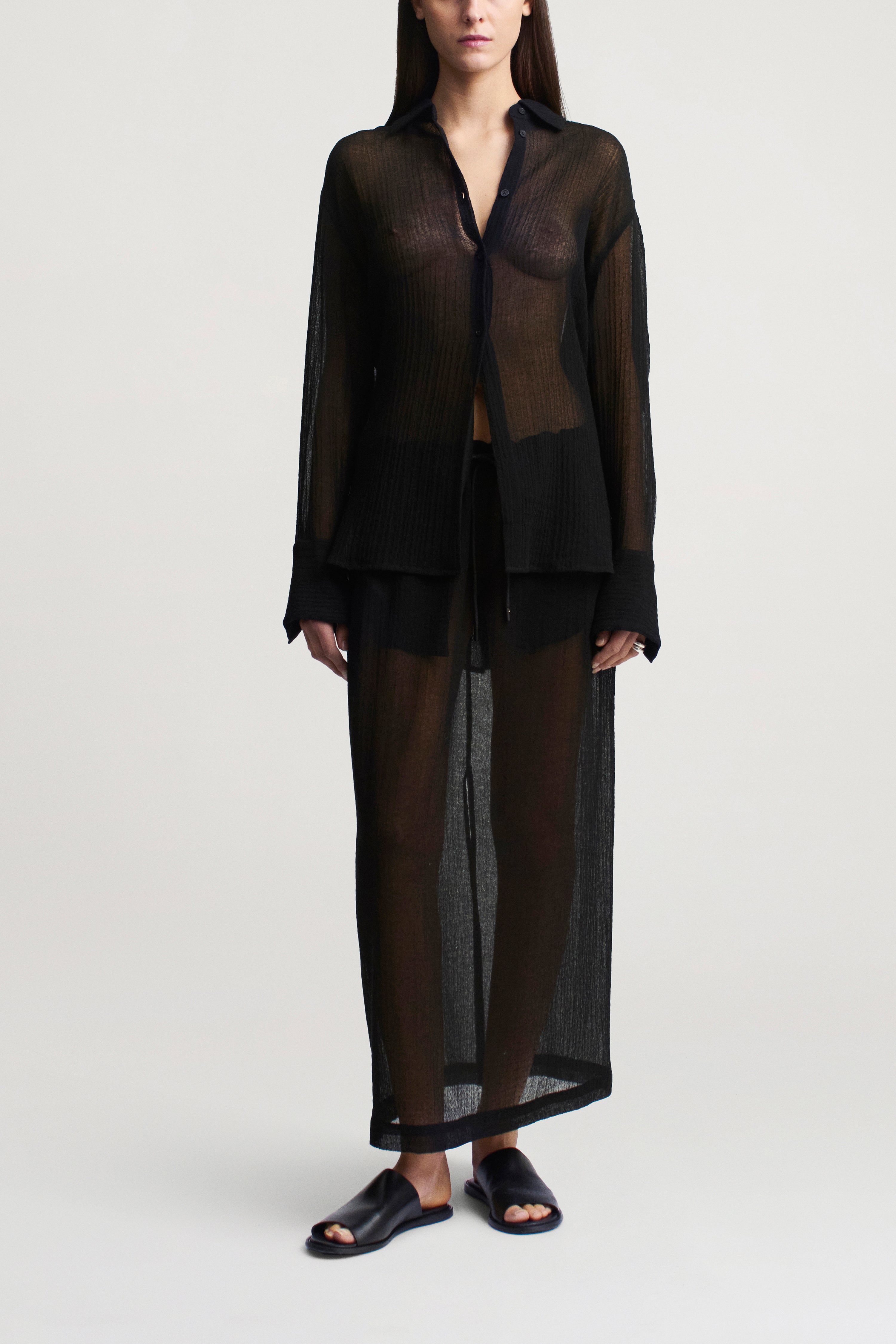 Regina Drawstring Skirt in Wool Gauze