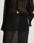 Regina Drawstring Skirt in Wool Gauze
