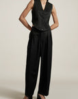 Bodice Suit Vest in Black Tropical Wool