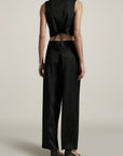 Bodice Suit Vest in Black Tropical Wool