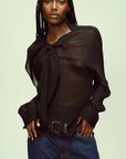 Shea Blouse in Black Lightweight Chiffon