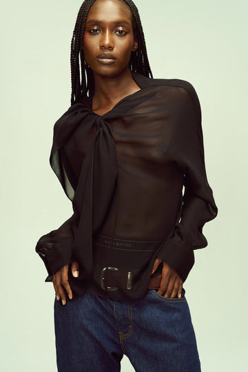 Shea Blouse in Black Lightweight Chiffon