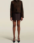 Avery Cropped Jacket in Antique Brown Petina Lambskin