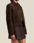 Avery Cropped Jacket in Antique Brown Petina Lambskin