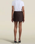 Shiloh Miniskirt in Espresso Silk Wool