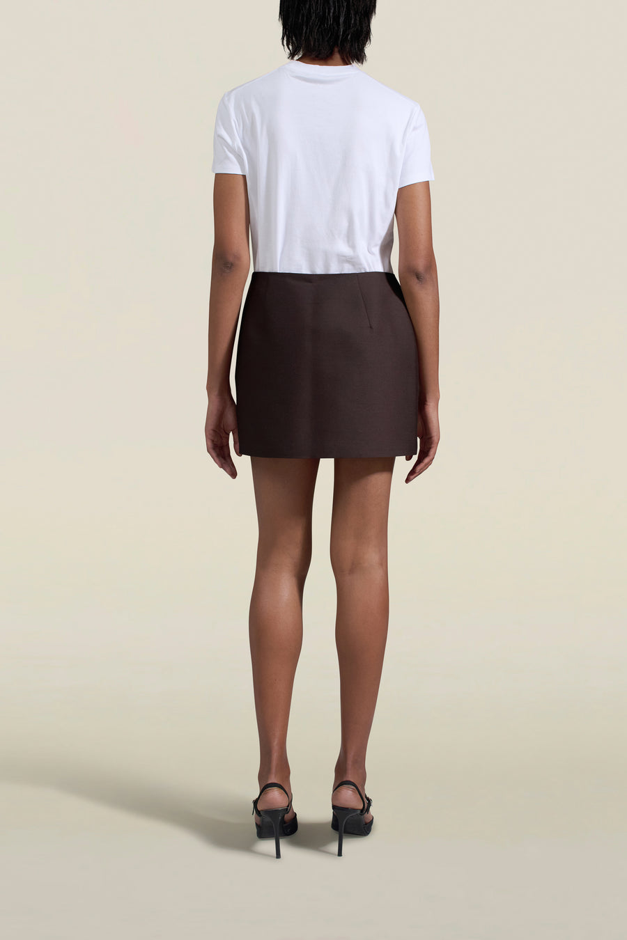 Shiloh Miniskirt in Espresso Silk Wool