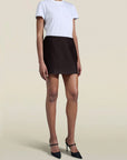 Shiloh Miniskirt in Espresso Silk Wool