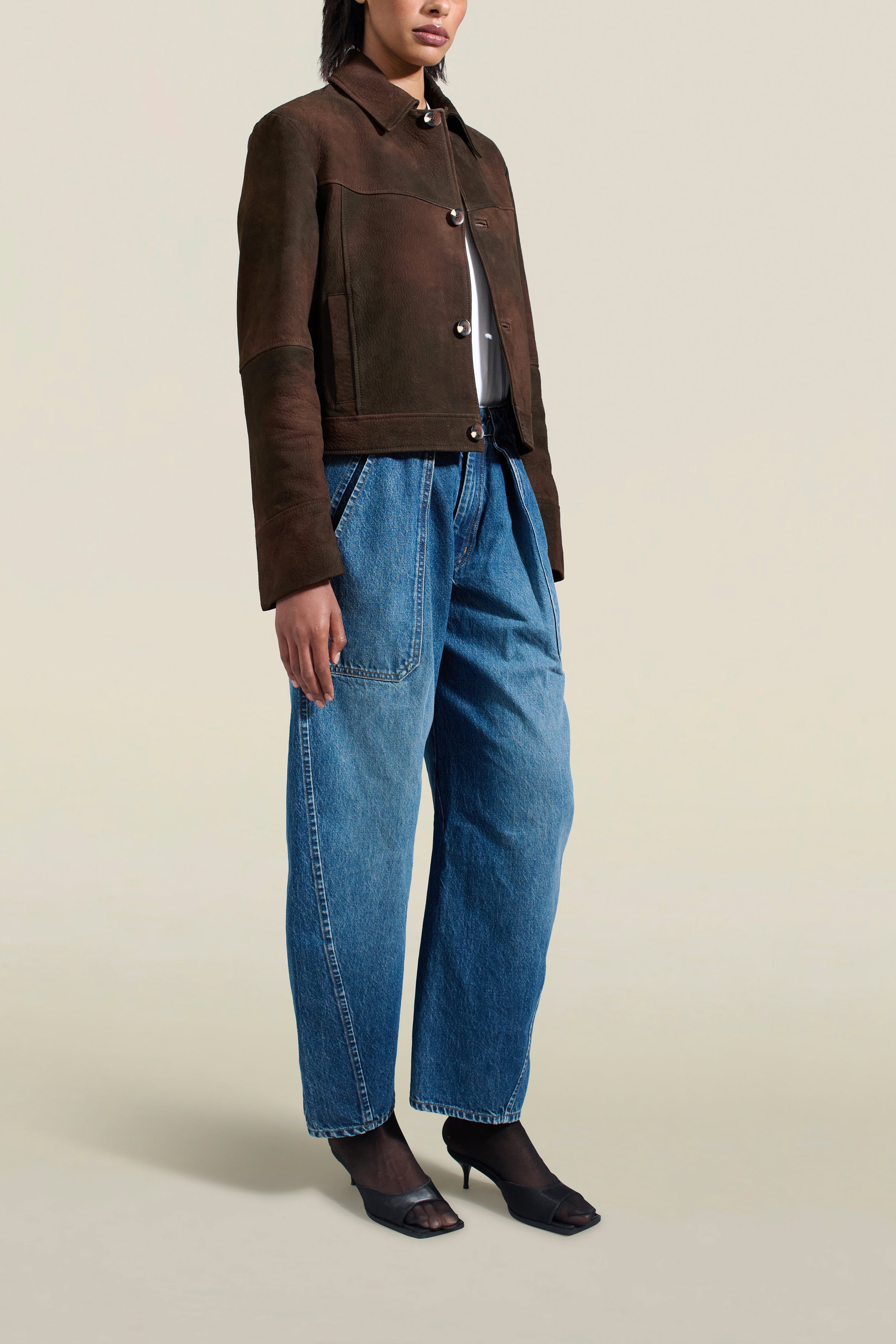 Clemence Jean in Dark Stonewash