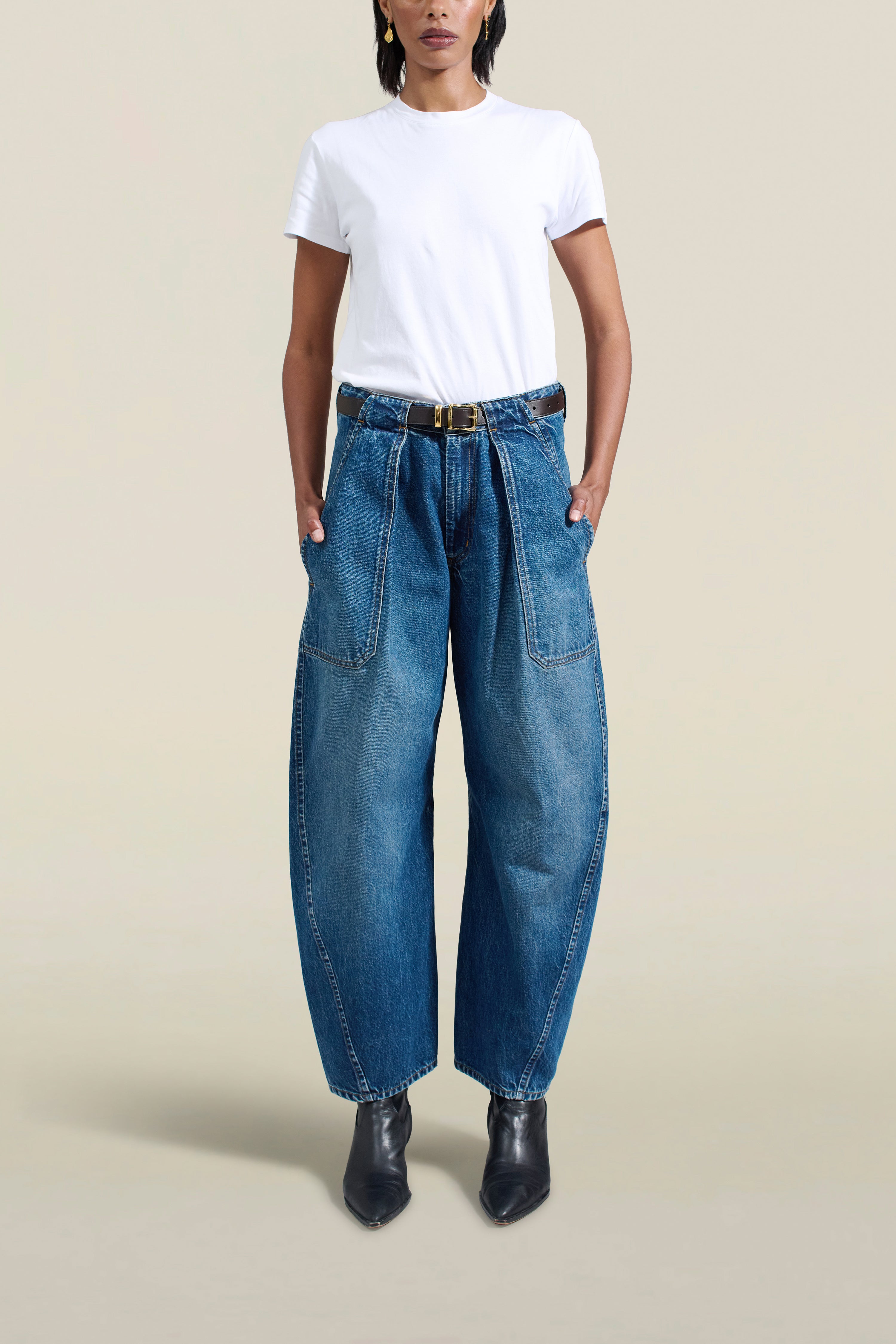 Clemence Jean in Dark Stonewash