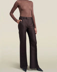 Athena Flare Pant in Espresso Silk Wool