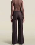 Athena Flare Pant in Espresso Silk Wool