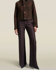 Athena Flare Pant in Espresso Silk Wool