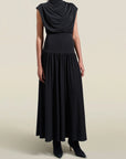 Victoria Draped Gown in Black Slinky Jersey