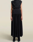 Victoria Draped Gown in Black Slinky Jersey