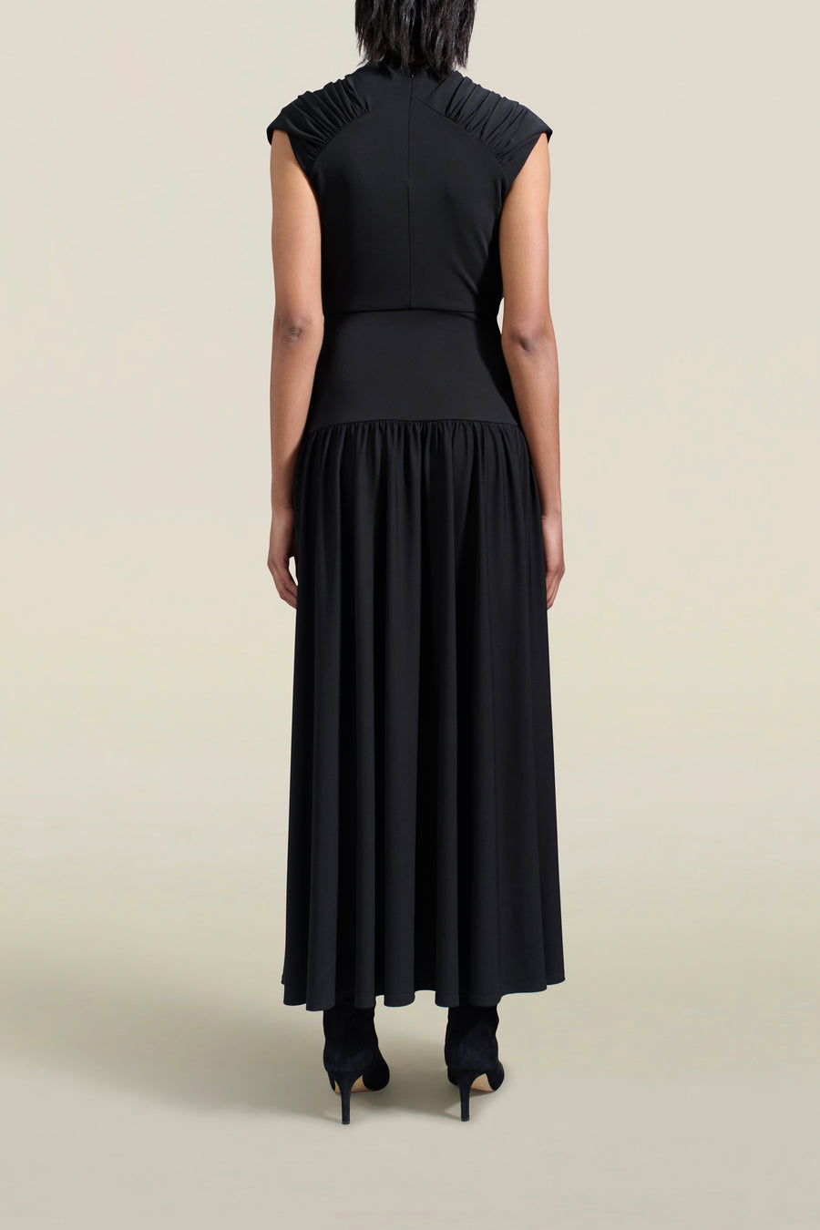 Victoria Draped Gown in Black Slinky Jersey