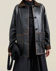 Lottie Field Jacket in Distressed Nappa Calfskin