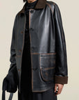 Lottie Field Jacket in Distressed Nappa Calfskin