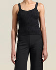 Fallon Pointelle Camisole in Black Viscose Blend