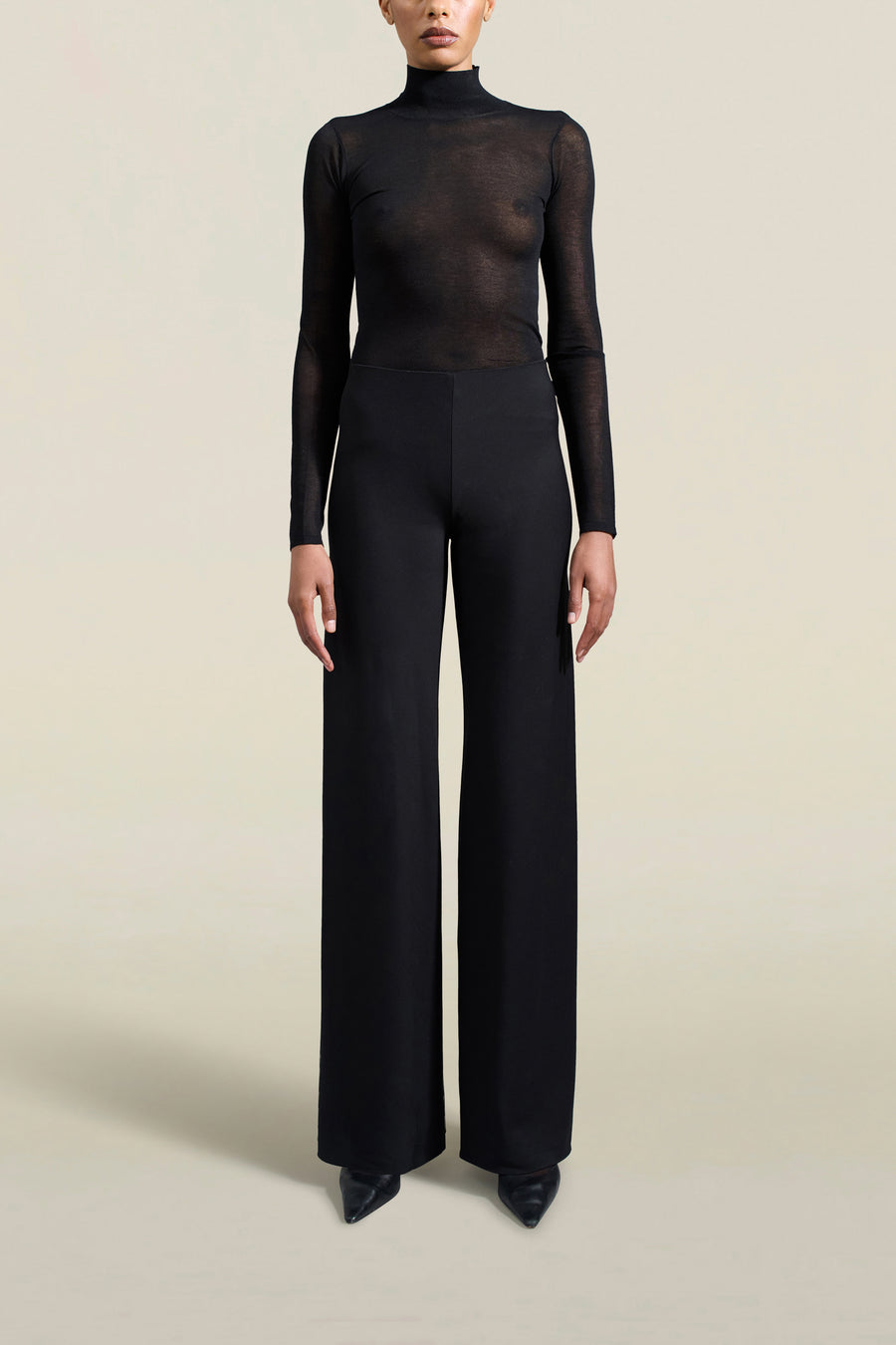 Adira Bias Pant in Black Viscose Wool