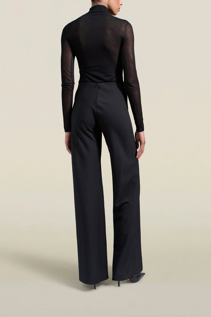 Adira Bias Pant in Black Viscose Wool