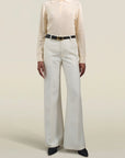 Athena Flare Pant in Cream Silk Wool